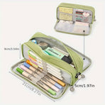 Pencil Case Large Capacity Pencil Pouch, Multi-layer Aesthetic Pen Bag, Sturdy Multifunctional Pencil Bag, Pencil Box, Sky Blue Green