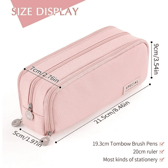 Pencil Case Large Capacity Pencil Pouch, Multi-layer Aesthetic Pen Bag, Sturdy Multifunctional Pencil Bag, Pencil Box, Sky Blue Pink