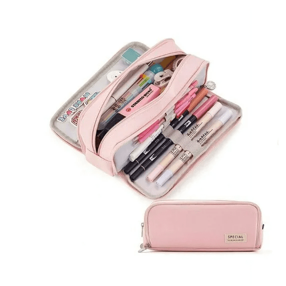 Pencil Case Large Capacity Pencil Pouch, Multi-layer Aesthetic Pen Bag, Sturdy Multifunctional Pencil Bag, Pencil Box, Sky Blue Pink