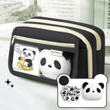 Pencil Case Large Capacity Pencil Pouch, Multi-layer Aesthetic Pen Bag, Sturdy Multifunctional Pencil Bag, Pencil Box, Sky Blue Z-1-Black