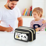 Pencil Case Large Capacity Pencil Pouch, Multi-layer Aesthetic Pen Bag, Sturdy Multifunctional Pencil Bag, Pencil Box, Sky Blue Z-1-Black - Top-Down View