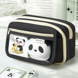 Pencil Case Large Capacity Pencil Pouch, Multi-layer Aesthetic Pen Bag, Sturdy Multifunctional Pencil Bag, Pencil Box, Sky Blue Z-1-Black
