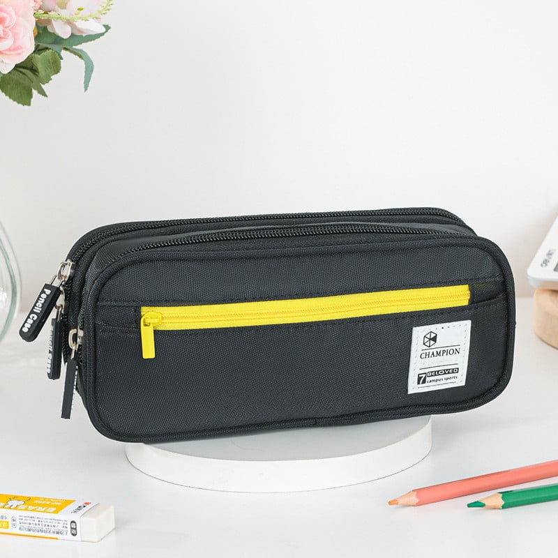 Pencil Case Large Capacity Pencil Pouch, Multi-layer Aesthetic Pen Bag, Sturdy Multifunctional Pencil Bag, Pencil Box, Sky Blue Z-2-Black