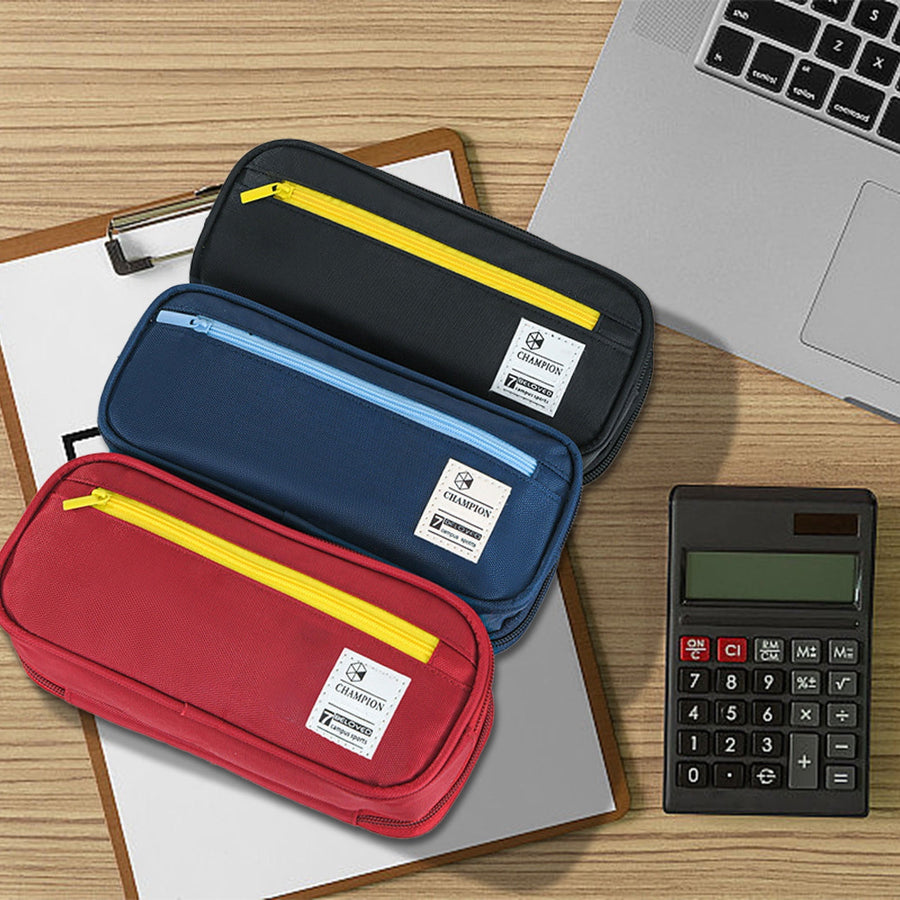 Pencil Case Large Capacity Pencil Pouch, Multi-layer Aesthetic Pen Bag, Sturdy Multifunctional Pencil Bag, Pencil Box, Sky Blue Z-2-Red