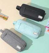 Pencil Case Large Capacity Pencil Pouch, Multi-layer Aesthetic Pen Bag, Sturdy Multifunctional Pencil Bag, Pencil Box, Sky Blue Z-3-Gray - Rear View