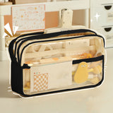 Pencil Case Large Capacity Pencil Pouch, Multi-layer Aesthetic Pen Bag, Sturdy Multifunctional Pencil Bag, Pencil Box, Sky Blue Z-4-Black