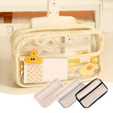 Pencil Case Large Capacity Pencil Pouch, Multi-layer Aesthetic Pen Bag, Sturdy Multifunctional Pencil Bag, Pencil Box, Sky Blue Z-4-Black