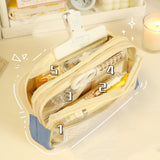 Pencil Case Large Capacity Pencil Pouch, Multi-layer Aesthetic Pen Bag, Sturdy Multifunctional Pencil Bag, Pencil Box, Sky Blue Z-4-Blue - Top-Down View