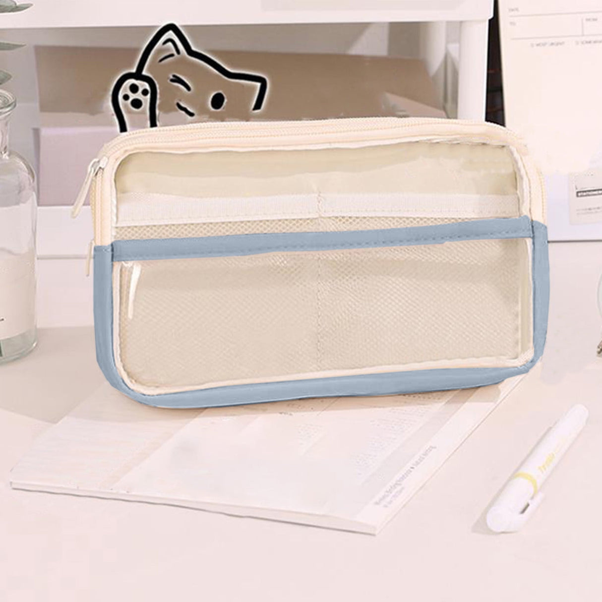 Pencil Case Large Capacity Pencil Pouch, Multi-layer Aesthetic Pen Bag, Sturdy Multifunctional Pencil Bag, Pencil Box, Sky Blue Z-4-Blue