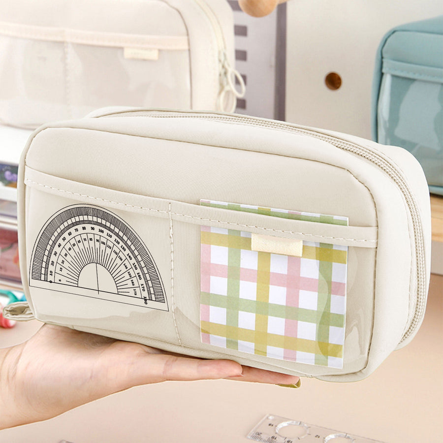 Pencil Case Large Capacity Pencil Pouch, Multi-layer Aesthetic Pen Bag, Sturdy Multifunctional Pencil Bag, Pencil Box, Sky Blue Z-5-White