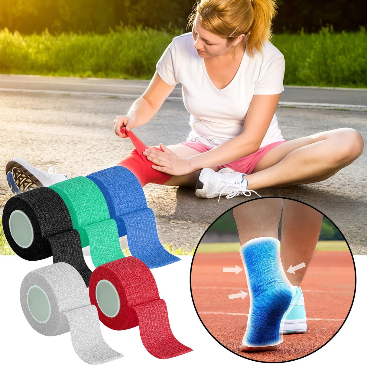 3 Rolls Kinesiology Tape, 3 Colors 1 Inch x 14.8 Feet Athletic Tape, Elastic Muscle Tape, Sports Tape, Thumb, Finger, Wrist, Ankle, Knee Tape for Exercise and Daily Use Black