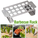 18 Hole Jalapeno Popper Holder for Grill, Grilling Accessories with Handle, Stainless Steel Barbecue Chili Pepper Grill Rack, BBQ Accessories silver