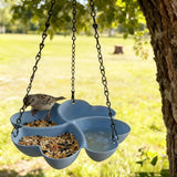 Bird Feeders for Outdoors Hanging Bird Feeder Wild Birds Feeder, Birdfeeders Outside Hanging, Wild Small Large Bowl Feeders for Garden (Diameter 15.7", Hight 1.97") Q_Blue