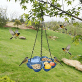 Bird Feeders for Outdoors Hanging Bird Feeder Wild Birds Feeder, Birdfeeders Outside Hanging, Wild Small Large Bowl Feeders for Garden (Diameter 15.7", Hight 1.97") Q_Blue