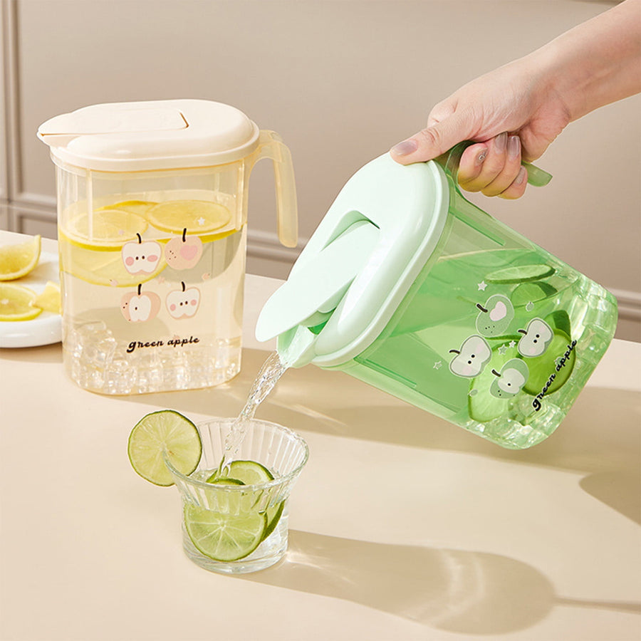 Water Pitcher with Lid, 2 L Plastic Pitcher for Tea & Juice Water, Hot/Cold Water Jug, Tea Pitcher, Juice Pitcher, 13.5 x 7.2 x 4.7 Inch Z-9-Green