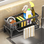 Sponge Holder for Kitchen Sink, Kitchen Sink Organizer Rustproof 304 Stainless Steel Detachable Dishcloth Rack Sink Caddy, Kitchen Sponge Holder Bathroom Organizer Brush Holder Storage Gray