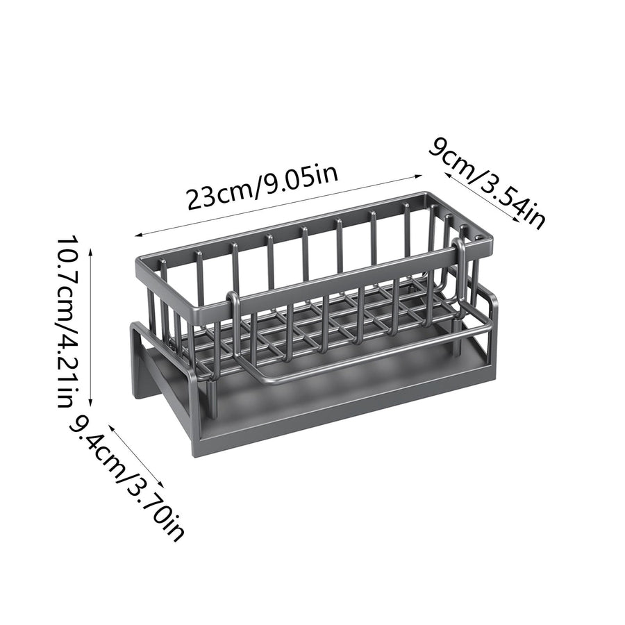Sponge Holder for Kitchen Sink, Kitchen Sink Organizer Rustproof 304 Stainless Steel Detachable Dishcloth Rack Sink Caddy, Kitchen Sponge Holder Bathroom Organizer Brush Holder Storage Gray