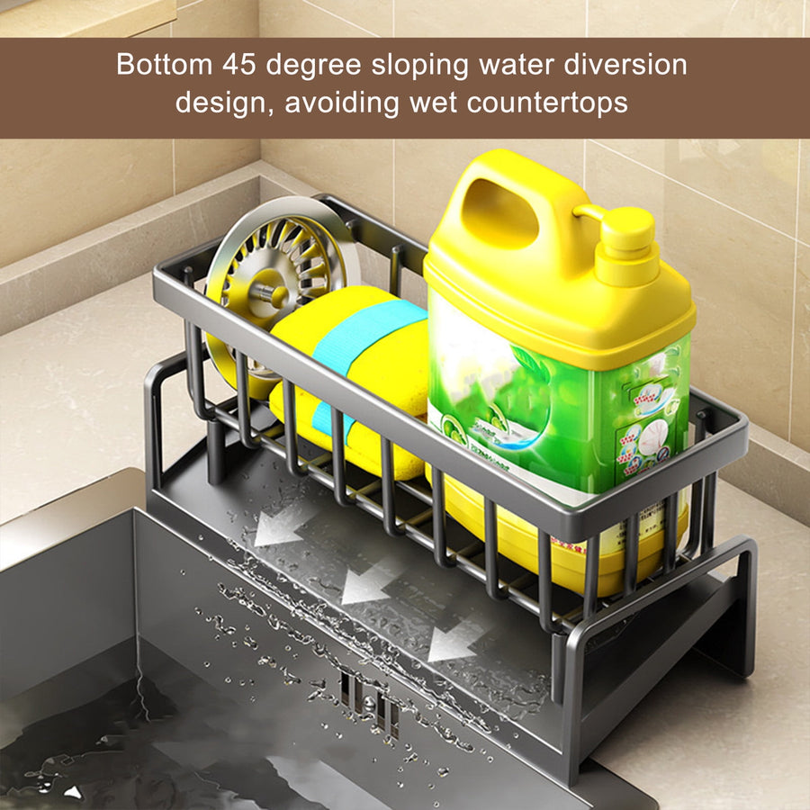 Sponge Holder for Kitchen Sink, Kitchen Sink Organizer Rustproof 304 Stainless Steel Detachable Dishcloth Rack Sink Caddy, Kitchen Sponge Holder Bathroom Organizer Brush Holder Storage Gray