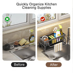 Sponge Holder for Kitchen Sink, Kitchen Sink Organizer Rustproof 304 Stainless Steel Detachable Dishcloth Rack Sink Caddy, Kitchen Sponge Holder Bathroom Organizer Brush Holder Storage Gray