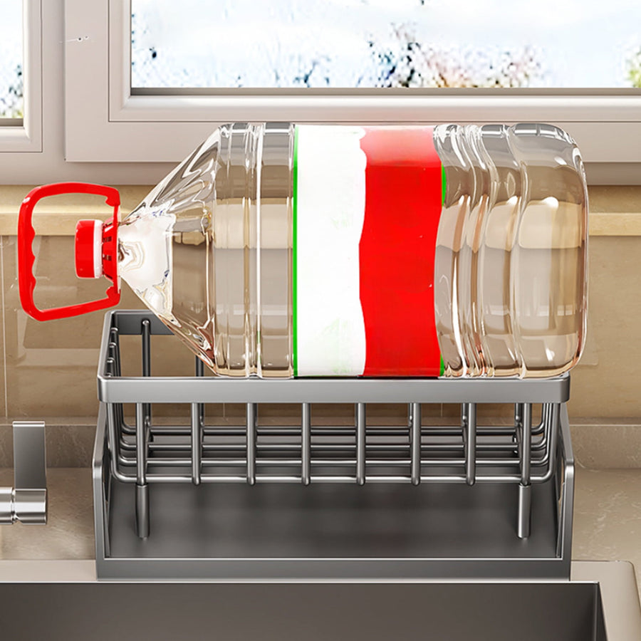 Sponge Holder for Kitchen Sink, Kitchen Sink Organizer Rustproof 304 Stainless Steel Detachable Dishcloth Rack Sink Caddy, Kitchen Sponge Holder Bathroom Organizer Brush Holder Storage Gray