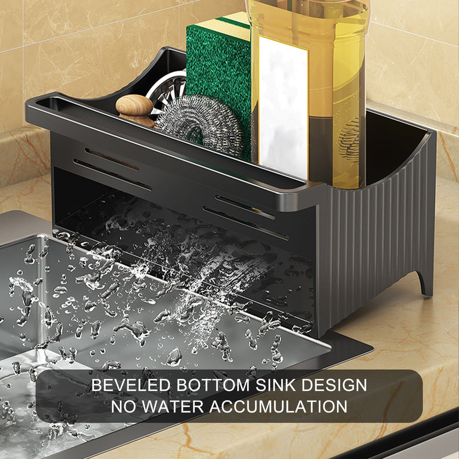 Sponge Holder for Kitchen Sink, Kitchen Sink Organizer Rustproof 304 Stainless Steel Detachable Dishcloth Rack Sink Caddy, Kitchen Sponge Holder Bathroom Organizer Brush Holder Storage XD_#Black