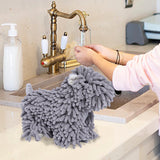 Hangable Towels Cute Dog Hand Towels, Highly Absorbent Kitchen Towels Soft Thicker Hand Towels for Bathroom Funny Cartoon Gifts for Women Kitchen Bathroom Decor, Blue Gray