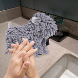 Hangable Towels Cute Dog Hand Towels, Highly Absorbent Kitchen Towels Soft Thicker Hand Towels for Bathroom Funny Cartoon Gifts for Women Kitchen Bathroom Decor, Blue Gray