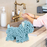 Hangable Towels Cute Dog Hand Towels, Highly Absorbent Kitchen Towels Soft Thicker Hand Towels for Bathroom Funny Cartoon Gifts for Women Kitchen Bathroom Decor, Blue Green