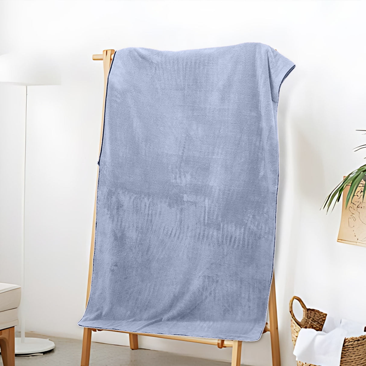 Extra Large Bath Towels, Soft Highly Absorbent Bath Towels Microfiber Velvet Towels Lightweight Quick Drying Towels for Bathroom Beach, Spa, Shower, Hotel-27.5×55.1"-Gray A_#Blue
