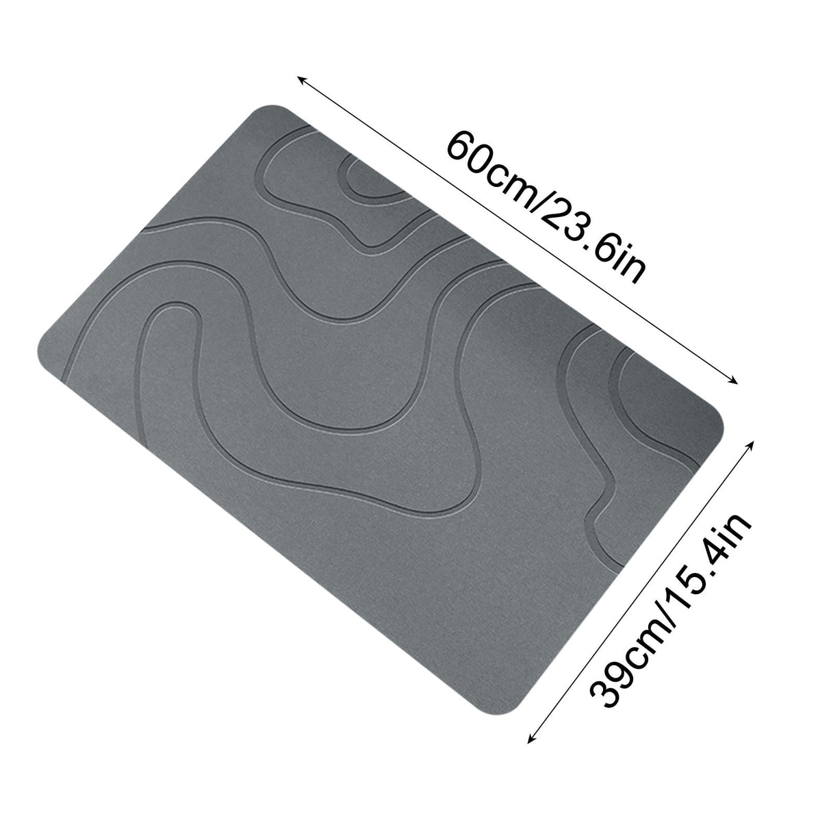 Stone Bath Mat, 16x24" Quick Drying Diatomaceous Earth Bath Mat Super Absorbent Non Slip Stone Bath Mats Washable Rug for Bathroom Floor Kitchen Shower Dark Gray