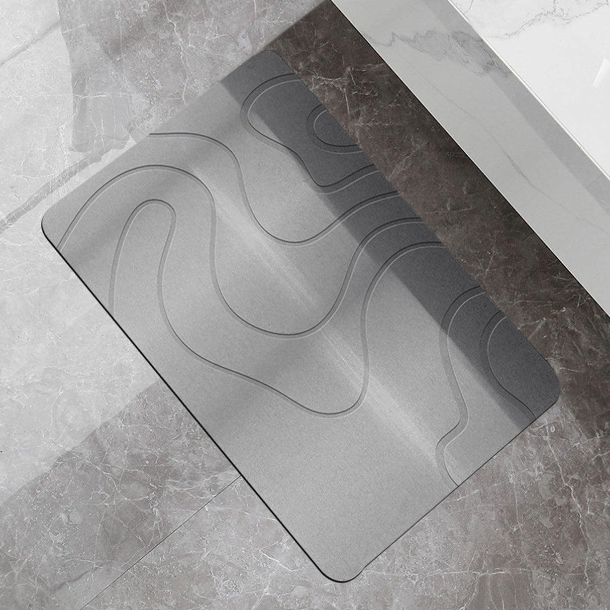 Stone Bath Mat, 16x24" Quick Drying Diatomaceous Earth Bath Mat Super Absorbent Non Slip Stone Bath Mats Washable Rug for Bathroom Floor Kitchen Shower, Dark Gray