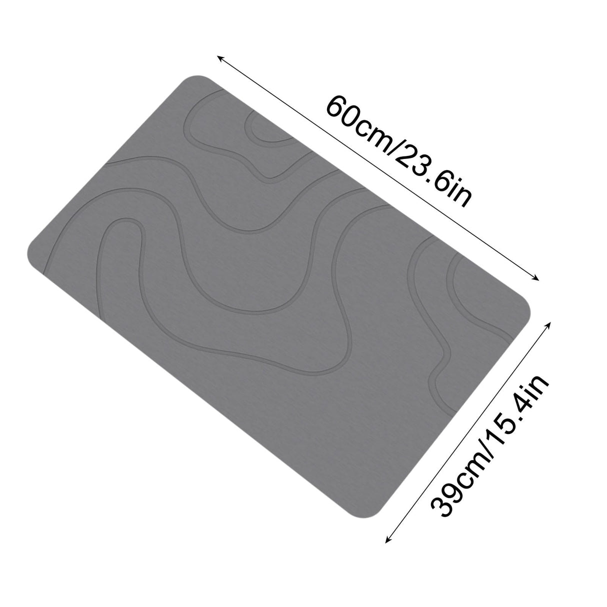 Stone Bath Mat, 16x24" Quick Drying Diatomaceous Earth Bath Mat Super Absorbent Non Slip Stone Bath Mats Washable Rug for Bathroom Floor Kitchen Shower, Dark Gray