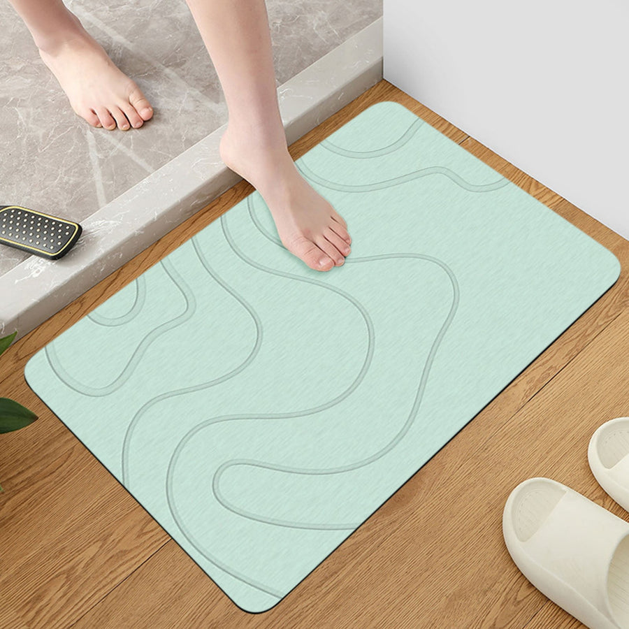 Stone Bath Mat, 16x24" Quick Drying Diatomaceous Earth Bath Mat Super Absorbent Non Slip Stone Bath Mats Washable Rug for Bathroom Floor Kitchen Shower, Dark Gray Green