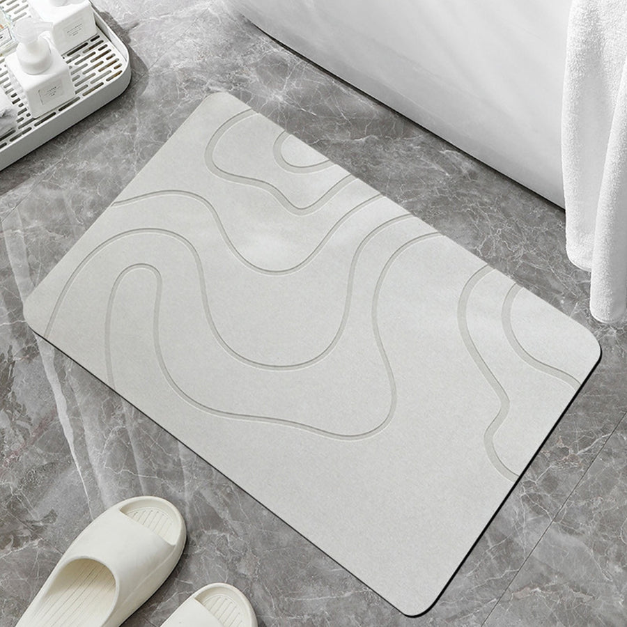 Stone Bath Mat, 16x24" Quick Drying Diatomaceous Earth Bath Mat Super Absorbent Non Slip Stone Bath Mats Washable Rug for Bathroom Floor Kitchen Shower, Dark Gray White
