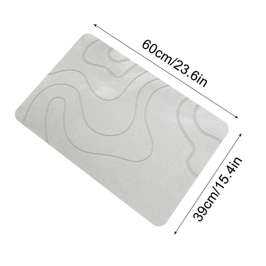 Stone Bath Mat, 16x24" Quick Drying Diatomaceous Earth Bath Mat Super Absorbent Non Slip Stone Bath Mats Washable Rug for Bathroom Floor Kitchen Shower, Dark Gray White