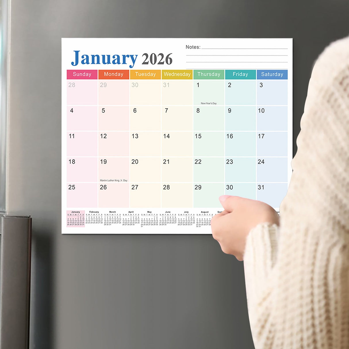 Magnetic Calendar for Refrigerator 2026-2027, 12x10" 18 Month Runs Monthly Fridge Calendar Magnet from Jan 2026 to Jun 2027 for Home School Office B