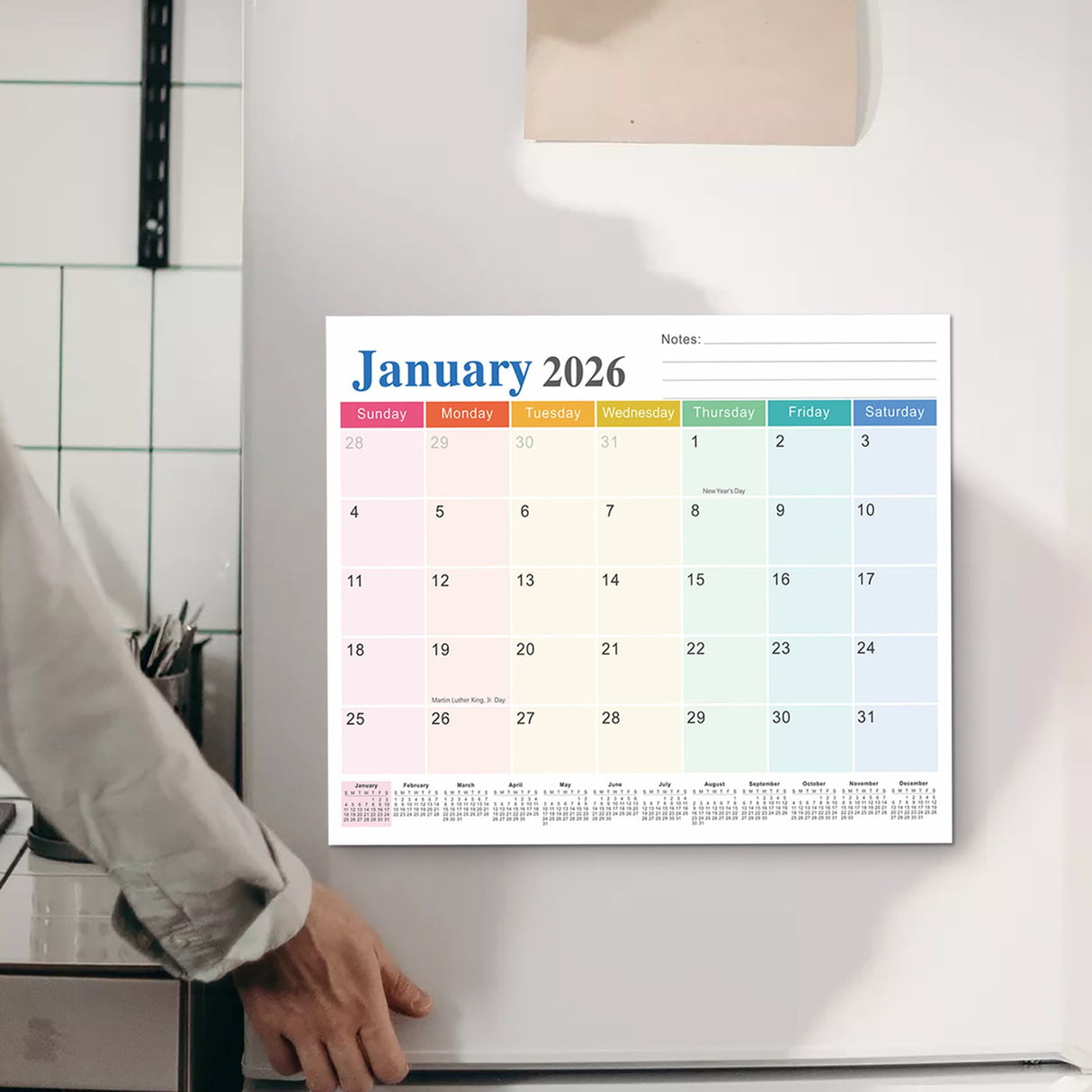 Magnetic Calendar for Refrigerator 2026-2027, 12x10" 18 Month Runs Monthly Fridge Calendar Magnet from Jan 2026 to Jun 2027 for Home School Office B