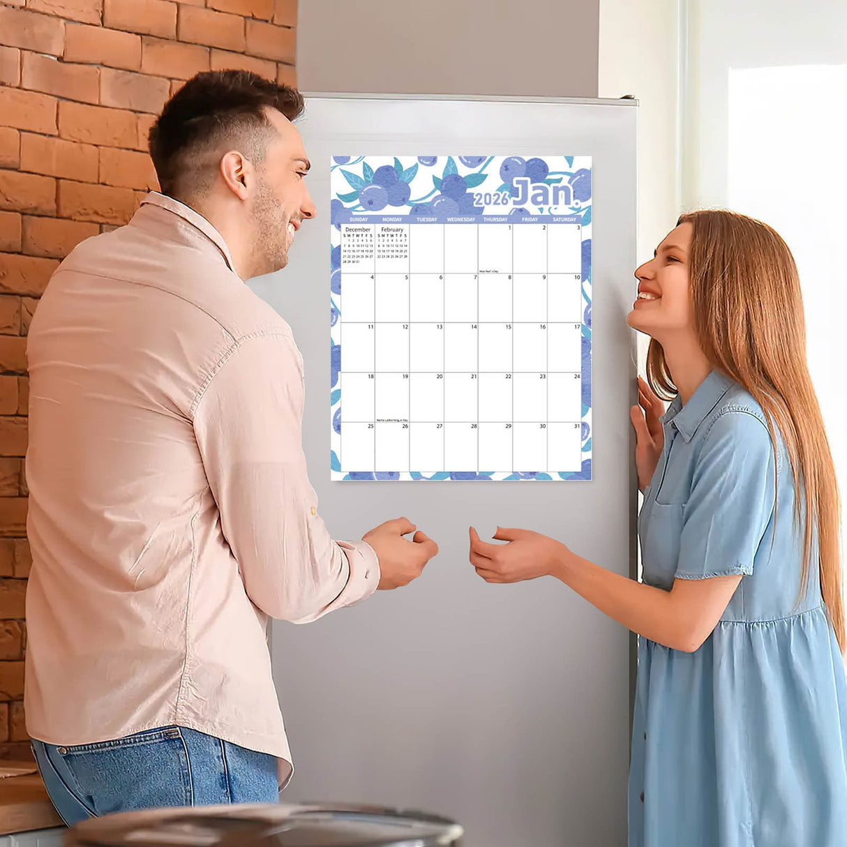 Magnetic Calendar for Refrigerator 2026-2027, 12x10" 18 Month Runs Monthly Fridge Calendar Magnet from Jan 2026 to Jun 2027 for Home School Office Blueberry