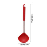 Kitchen Soup Ladle, Heat Resistant Silicone Ladle Lightweight Non Stick Kitchen Tools Spoons for Cooking, Stirring, Serving Soups(Red, 12") Red