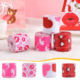 Valentine Wired Ribbon Heart Love Themed Fabric Ribbons for Gifts Wrapping Crafts Wreath Bow Decorations C
