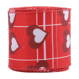 Valentine Wired Ribbon Heart Love Themed Fabric Ribbons for Gifts Wrapping Crafts Wreath Bow Decorations C - Front View