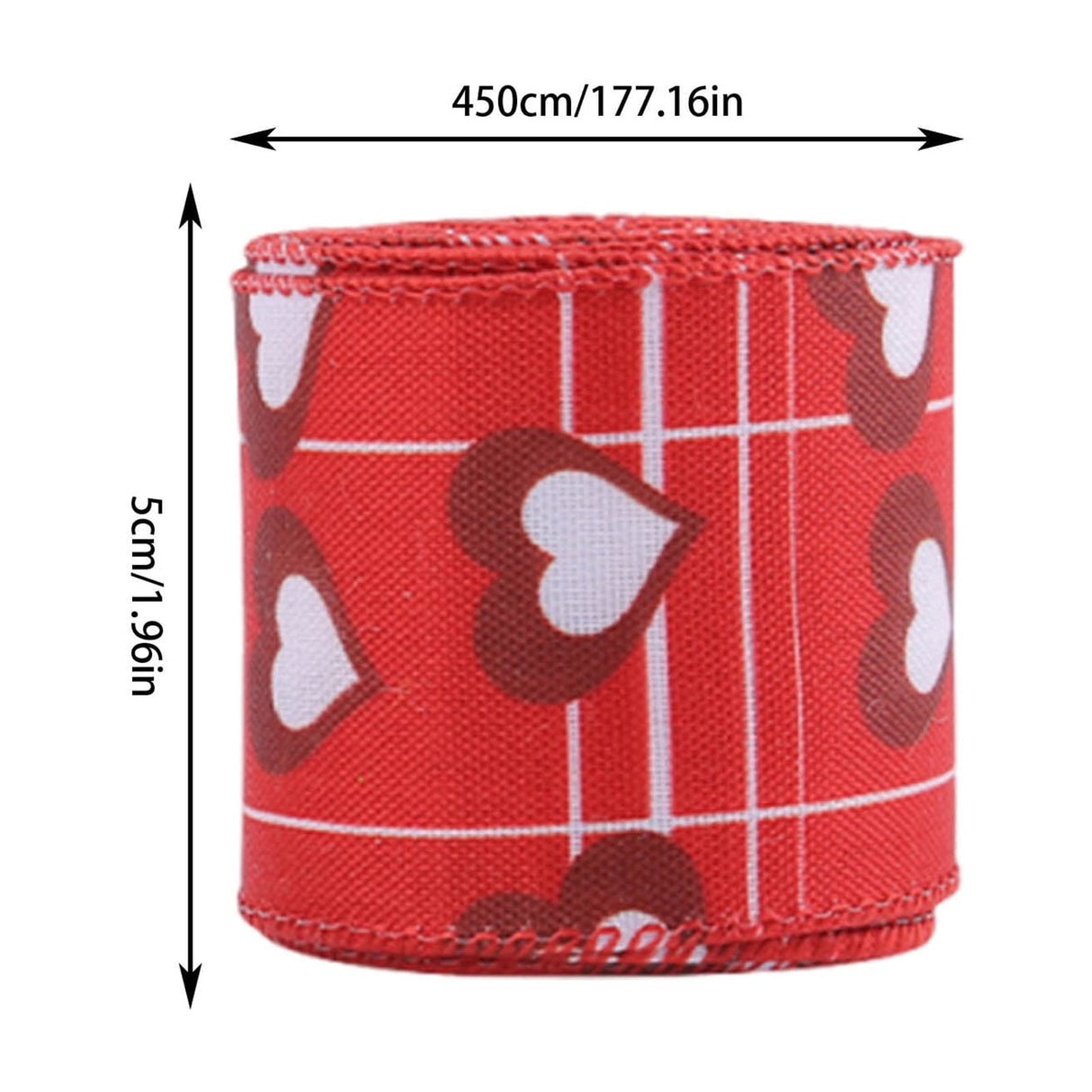 Valentine Wired Ribbon Heart Love Themed Fabric Ribbons for Gifts Wrapping Crafts Wreath Bow Decorations C