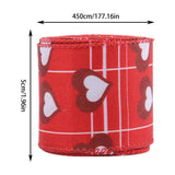 Valentine Wired Ribbon Heart Love Themed Fabric Ribbons for Gifts Wrapping Crafts Wreath Bow Decorations C