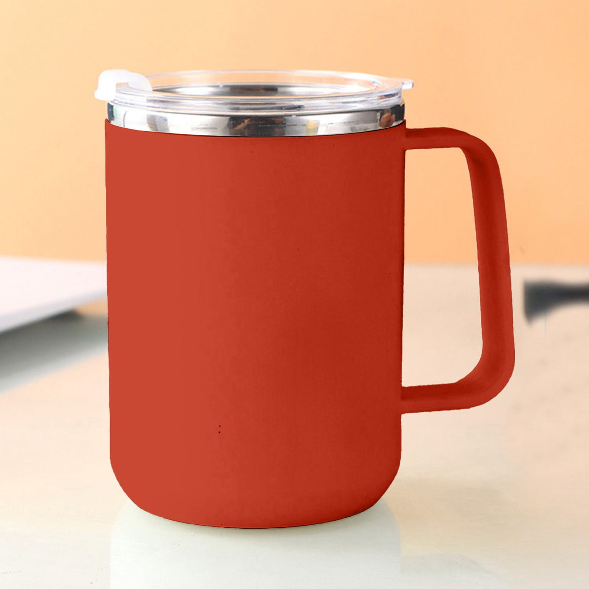 Insulated Coffee Mug, 20oz Stainless Steel Tumbler with Slider Lid Travel Coffee Cups with Handle for Camping Office Home,Y_#Red