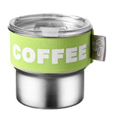 Insulated Coffee Mug, 20oz Stainless Steel Tumbler with Slider Lid Travel Coffee Cups with Handle for Camping Office Home,ZA_#Green - Front View