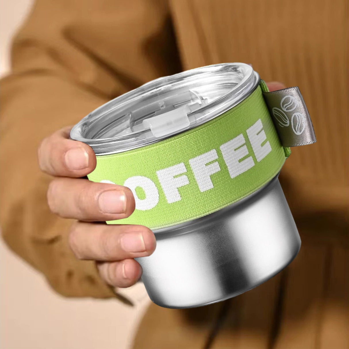 Insulated Coffee Mug, 20oz Stainless Steel Tumbler with Slider Lid Travel Coffee Cups with Handle for Camping Office Home,ZA_#Green