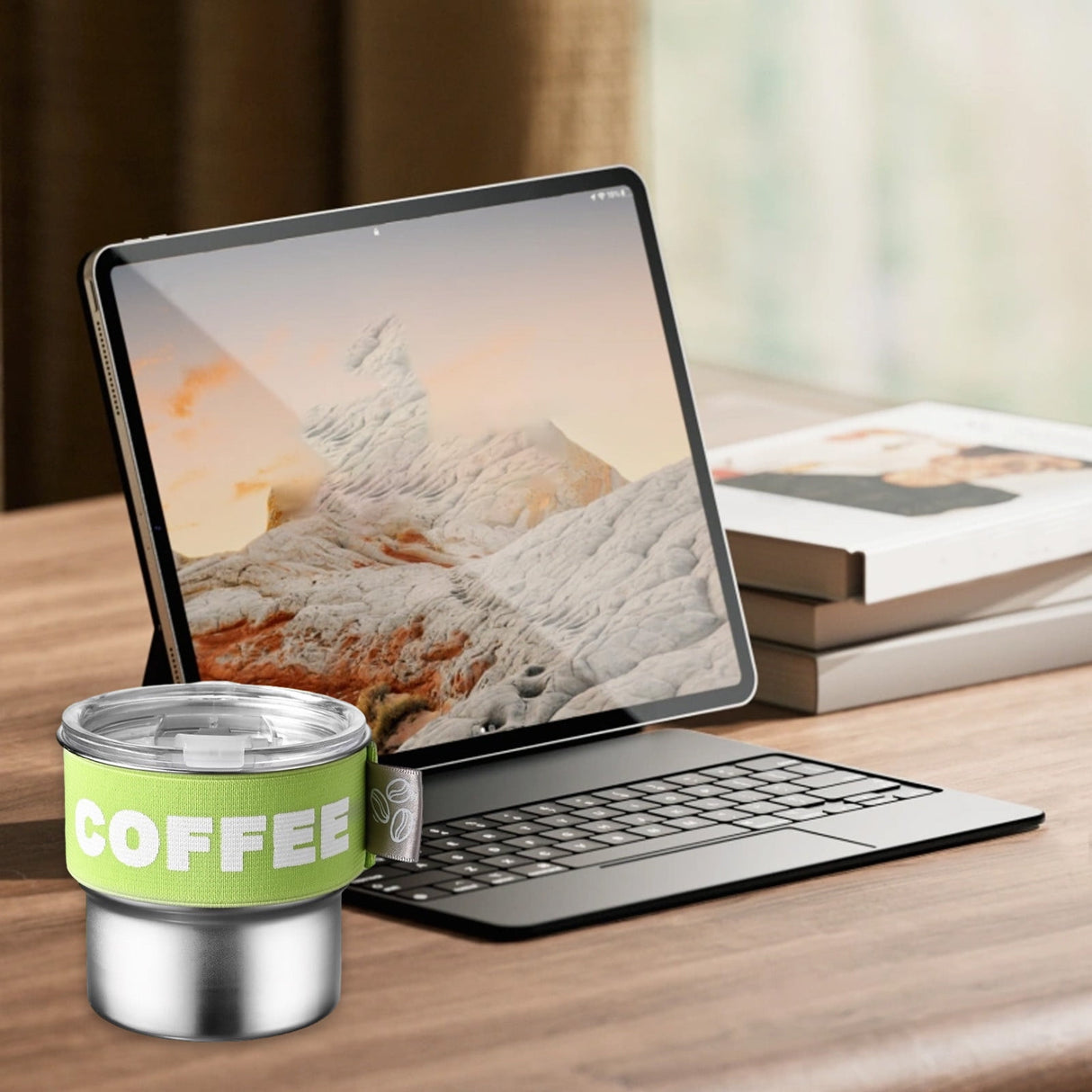 Insulated Coffee Mug, 20oz Stainless Steel Tumbler with Slider Lid Travel Coffee Cups with Handle for Camping Office Home,ZA_#Green