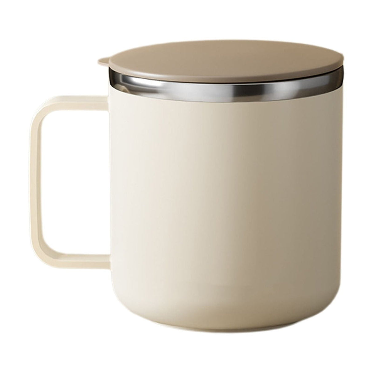 Insulated Coffee Mug, 20oz Stainless Steel Tumbler with Slider Lid Travel Coffee Cups with Handle for Camping Office Home,ZB_#Beige