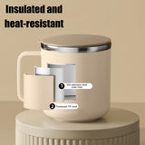Insulated Coffee Mug, 20oz Stainless Steel Tumbler with Slider Lid Travel Coffee Cups with Handle for Camping Office Home,ZB_#Beige