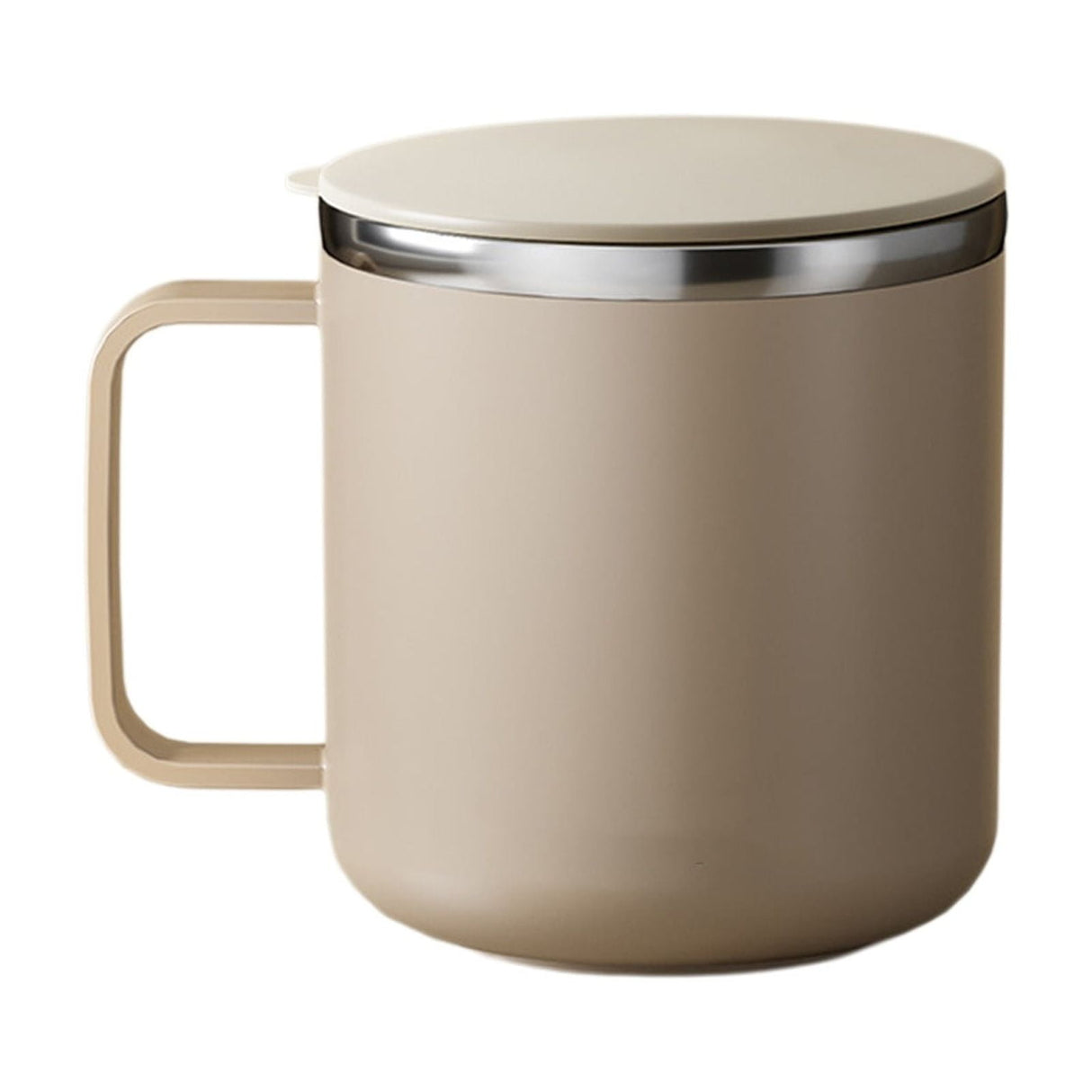 Insulated Coffee Mug, 20oz Stainless Steel Tumbler with Slider Lid Travel Coffee Cups with Handle for Camping Office Home,ZB_#Khaki